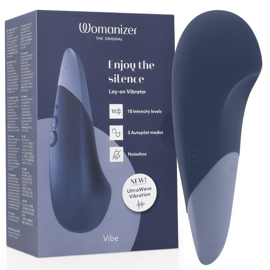 WOMANIZER Vibe Lay-On Vibrateur Silencieux Bleu Foncé - Aura Intime