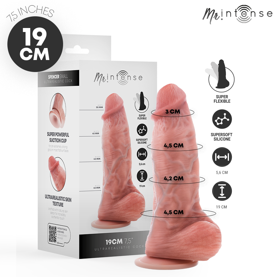 MR. INTENSE DILDOS PETIT GODEMICHET SPENCER SILICONE 19 CM -Ø- 4,5 CM - Aura Intime