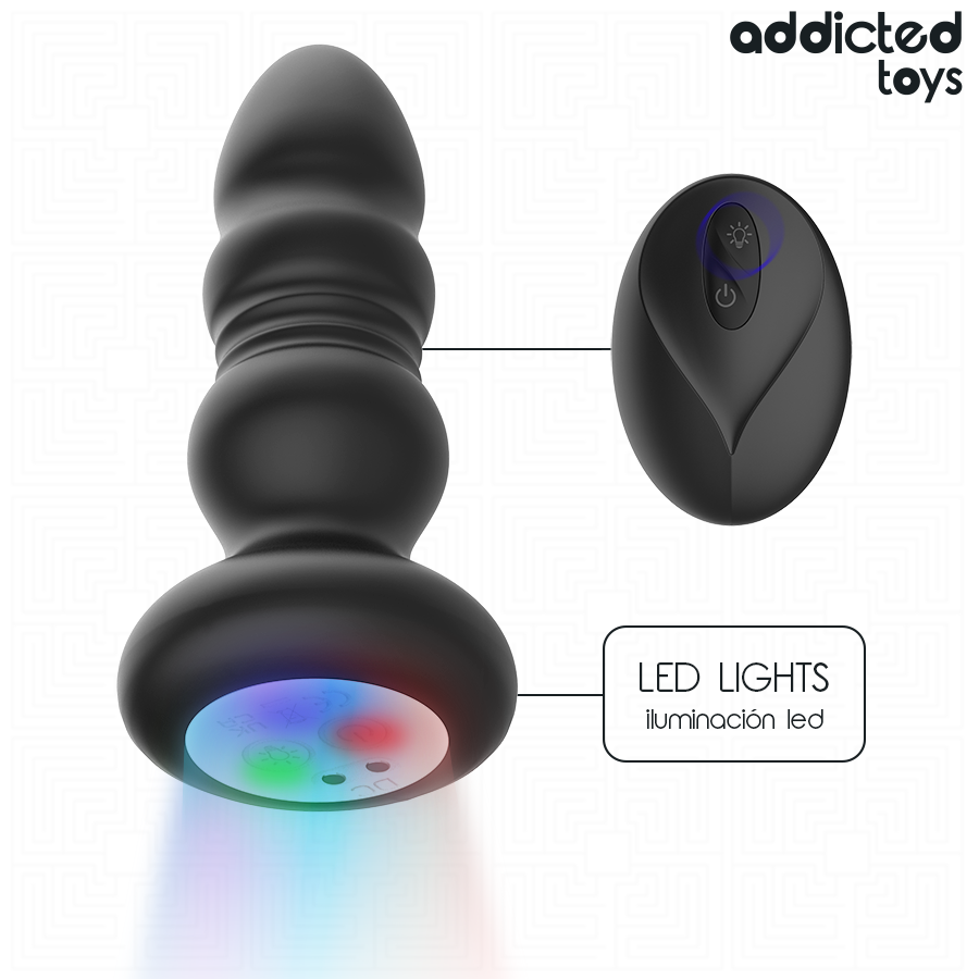 ADDICTED TOYS Plug Anal Rotatif Vibrant, Télécommande Lumière Led — vue détaillée