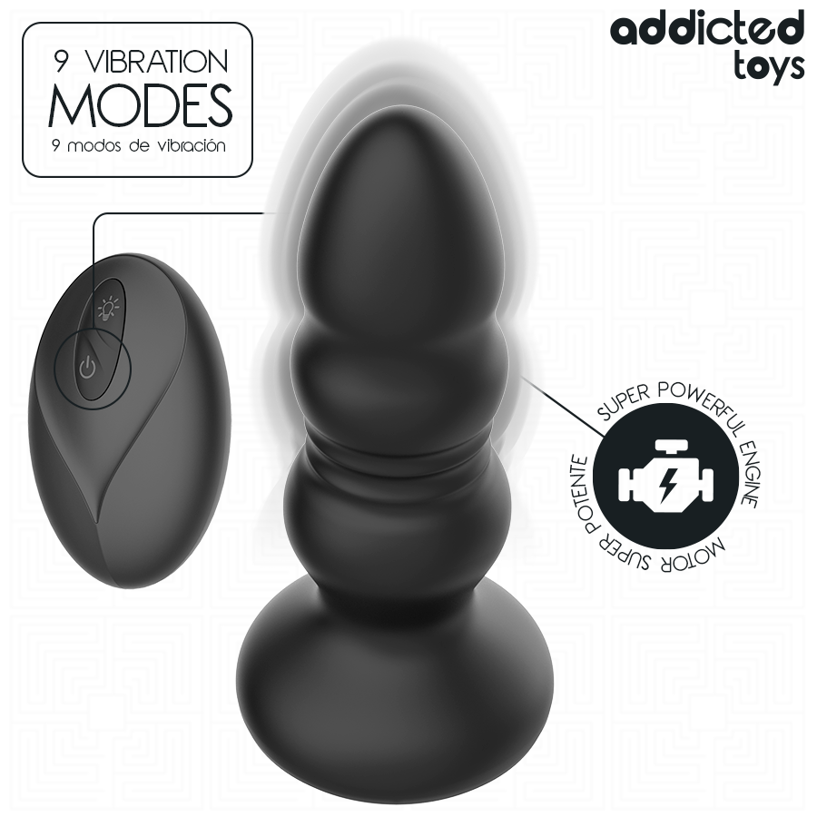 ADDICTED TOYS Plug Anal Rotatif Vibrant, Télécommande Lumière Led — vue arrière