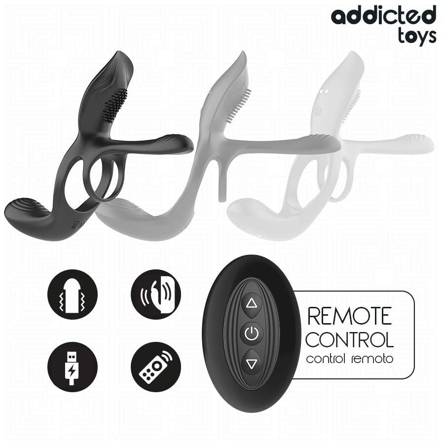 ADDICTED TOYS Anneau Double Pénis Stimulateur Clitorial — vue arrière