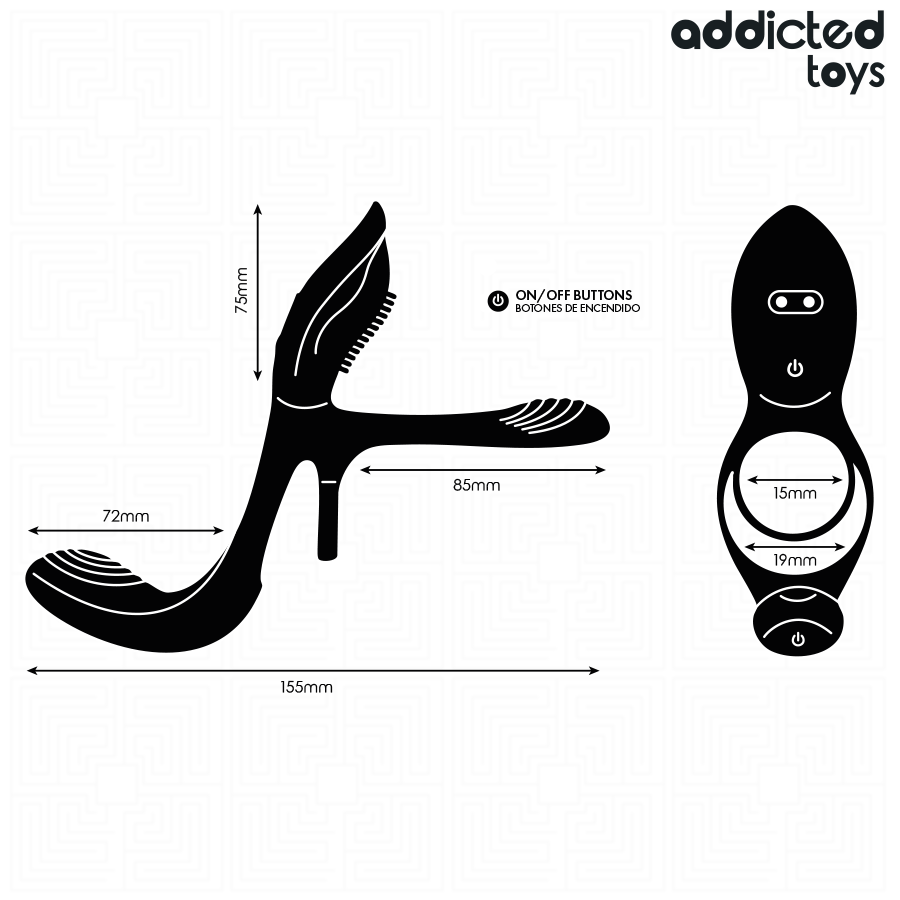 ADDICTED TOYS Anneau Double Pénis Stimulateur Clitorial — accessoires inclus
