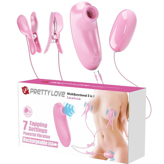 PRETTY LOVE FLIRTATION IMONIE ENSEMBLE MULTIFONCTIONNEL 3 1 VENTOUSE, TÉTONS CLI... - Aura Intime