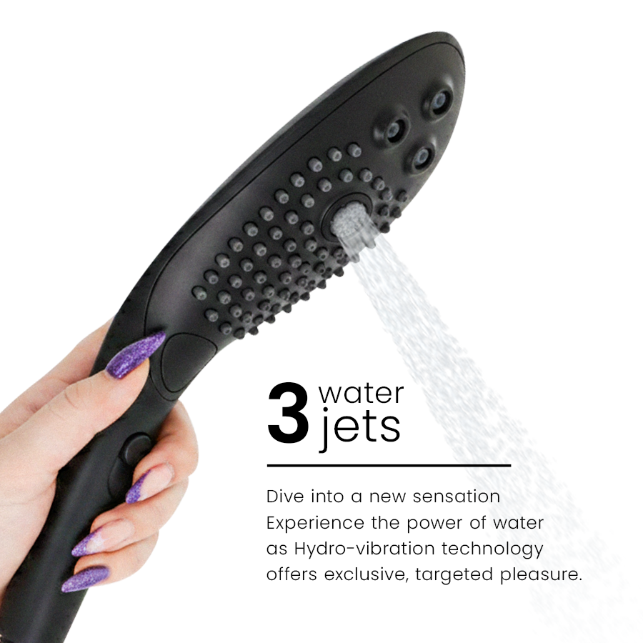 WOMANIZER Pommeau Douche Stimulant Clitorial Wave Noir — accessoires inclus