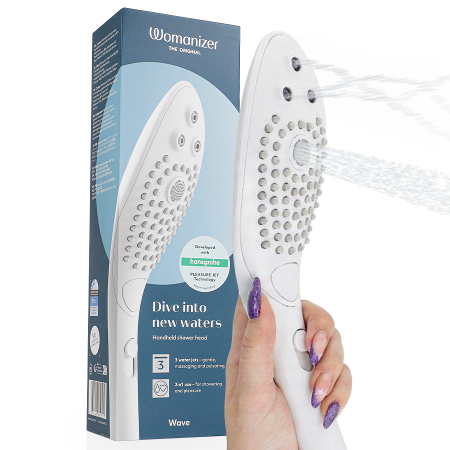 WOMANIZER Pommeau Douche Stimulant Clitorial Wave Blanc - Aura Intime