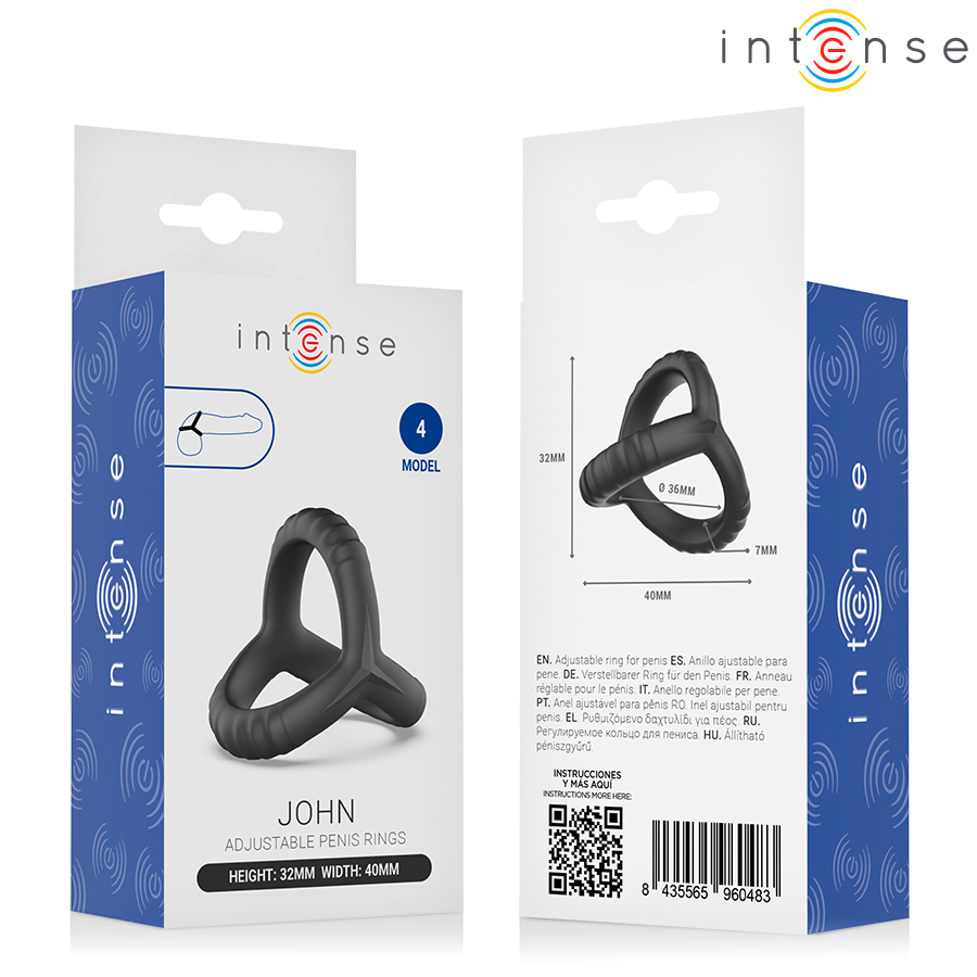INTENSE FOR HIM JOHN ANNEAU TRIPLE AJUSTABLE PÉNIS MODÈLE 4 — accessoires inclus