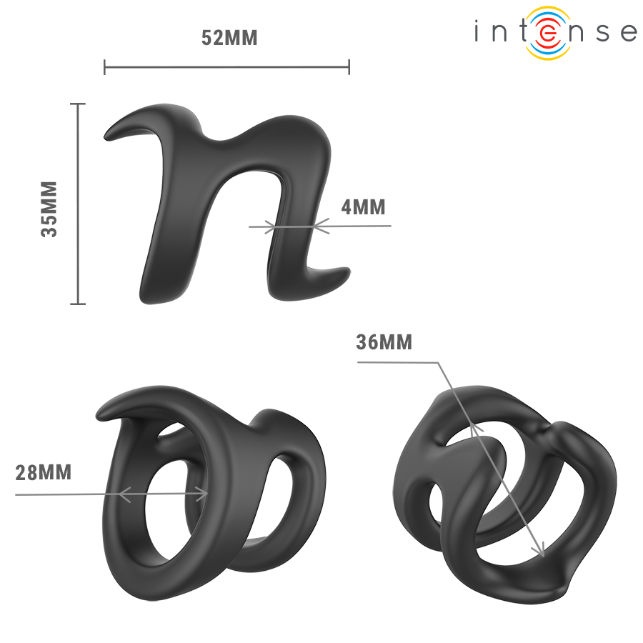 INTENSE FOR HIM NIKOLAJ ANNEAU PÉNIS RÉGLABLE MODÈLE 8 — accessoires inclus