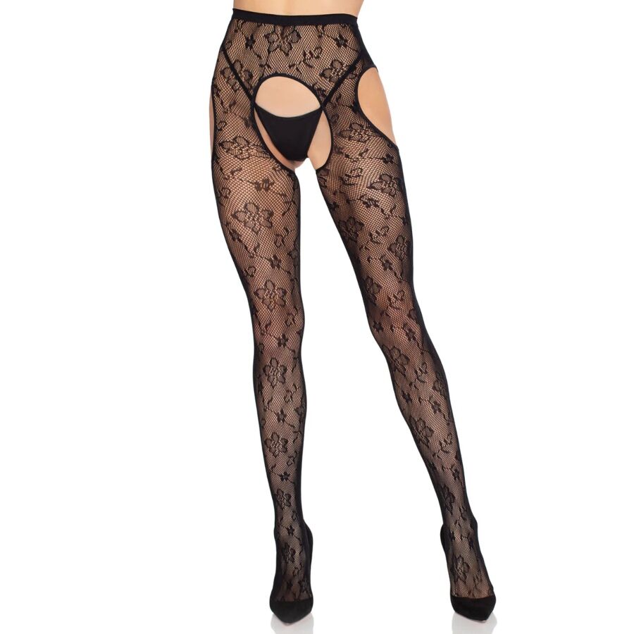 LEG AVENUE HOSIERY 1967 Collants Résille Bloom Noirs - Taille Unique — vue arrière