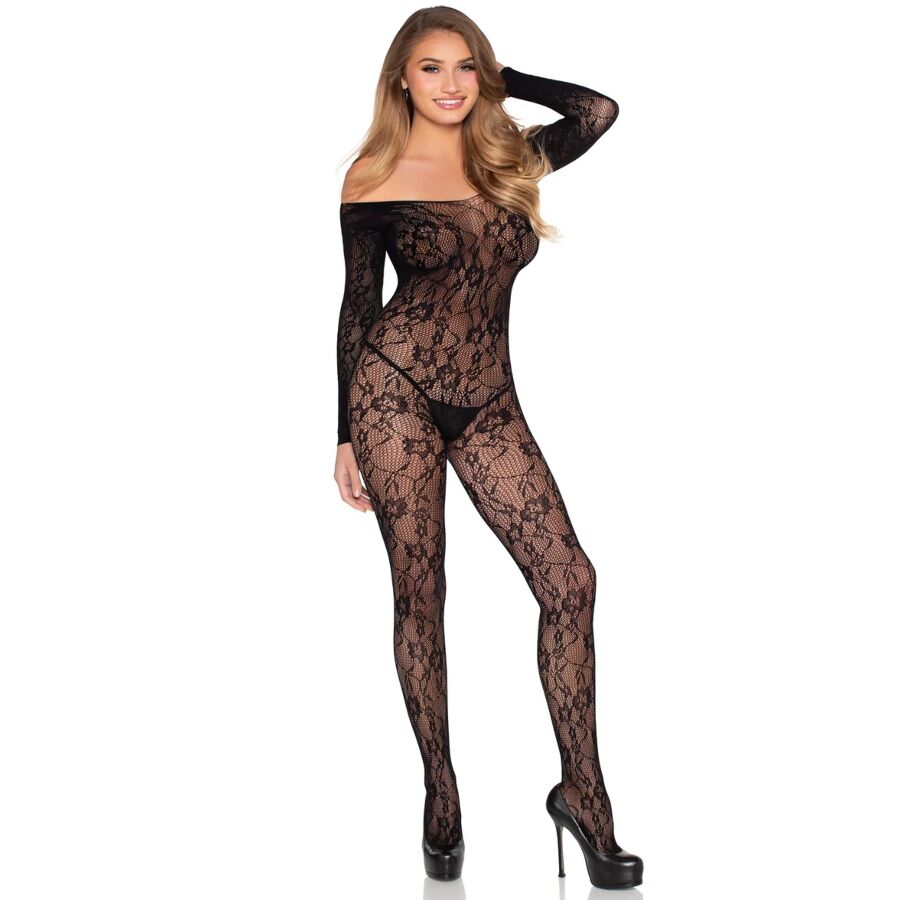 LEG AVENUE BODYSTOCKINGS 89366 Lingerie Dentelle Bodystocking Noir - Taille Unique — vue détaillée
