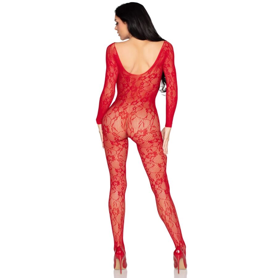 LEG AVENUE BODYSTOCKINGS 89366 Lingerie Dentelle Bodystocking Rouge - Taille Unique — vue alternative