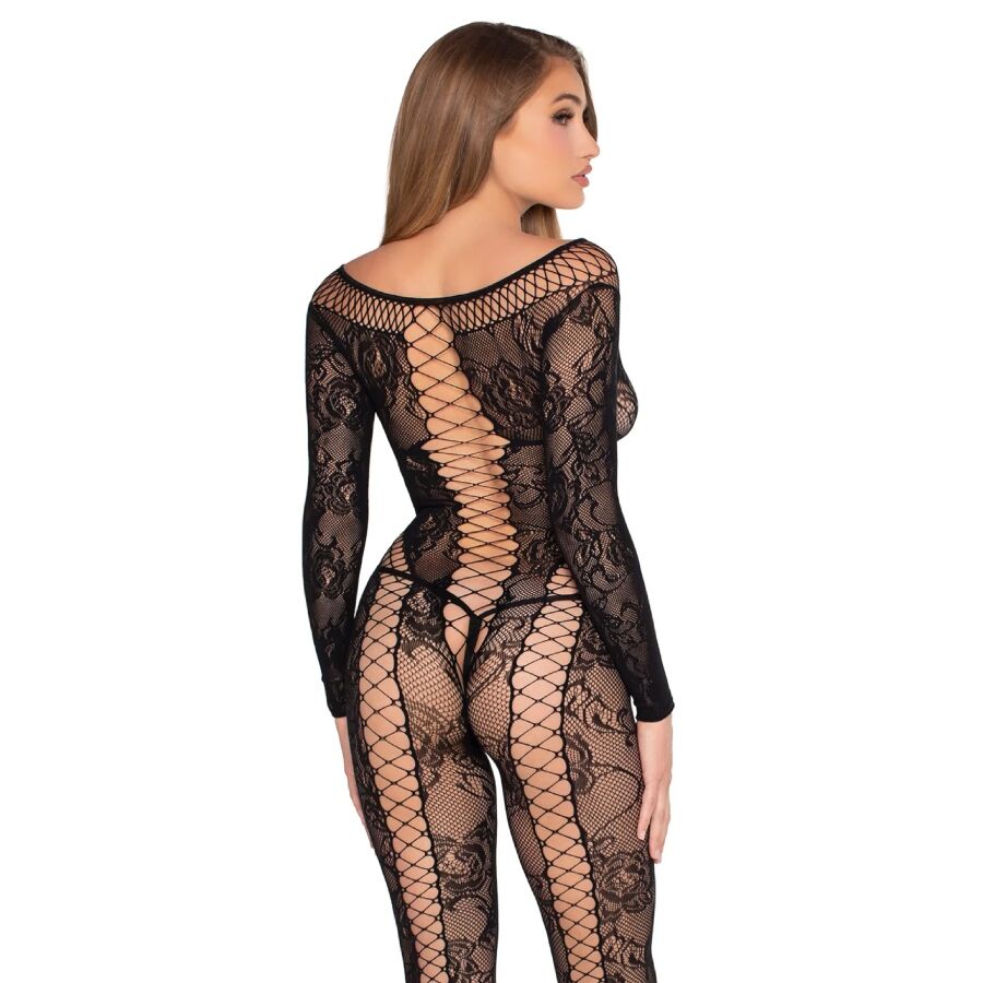 LEG AVENUE BODYSTOCKINGS 89369 COMBINAISON RÉSILLE DENTELLE NOIRE - TAILLE UNIQUE — vue alternative