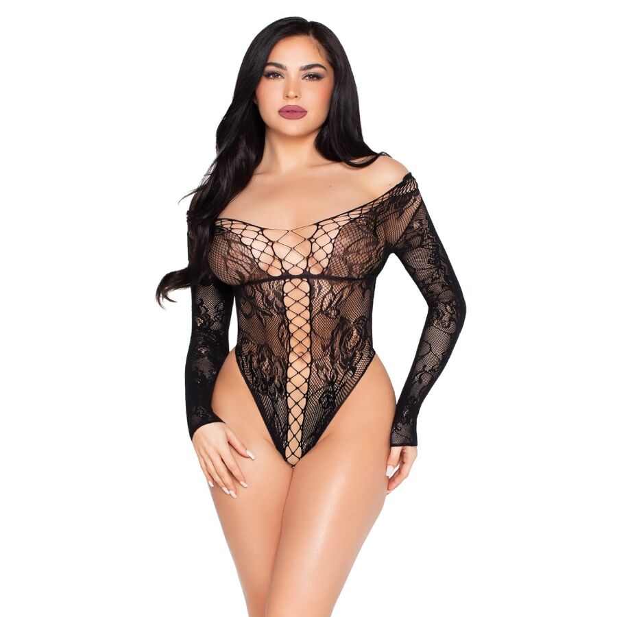 LEG AVENUE KINK 89370 TEDDY RÉSILLE DENTELLE NOIR - TAILLE UNIQUE - Aura Intime