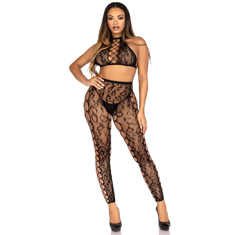 LEG AVENUE SETS 89372 CROP TOP COLLANTS SANS ENTREJAMBE NOIRS - TAILLE UN... — vue arrière