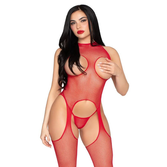 LEG AVENUE BODYSTOCKINGS 89374 Bodystocking Culotte Rouges Sans Couvercle - Taille... - Aura Intime