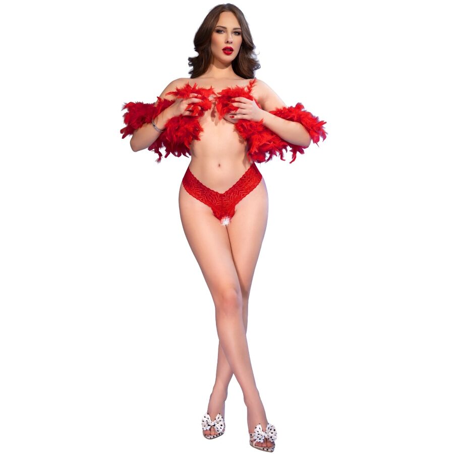 CHILIROSE PANTIES & THONGS Cr 4885 Strings Rouge Entrejambe Ouvert M - Aura Intime
