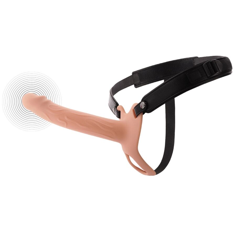 HIDDEN DESIRE INFERNO MANCHON PÉNIS VIBRANT STRAP-ON 20 CM - Aura Intime