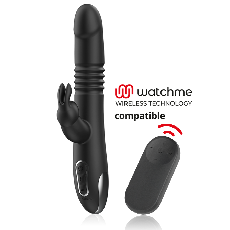 BLACK&SILVER Kenji Vibromasseur Rabbit Up & Down + Télécommande Watchme - Aura Intime