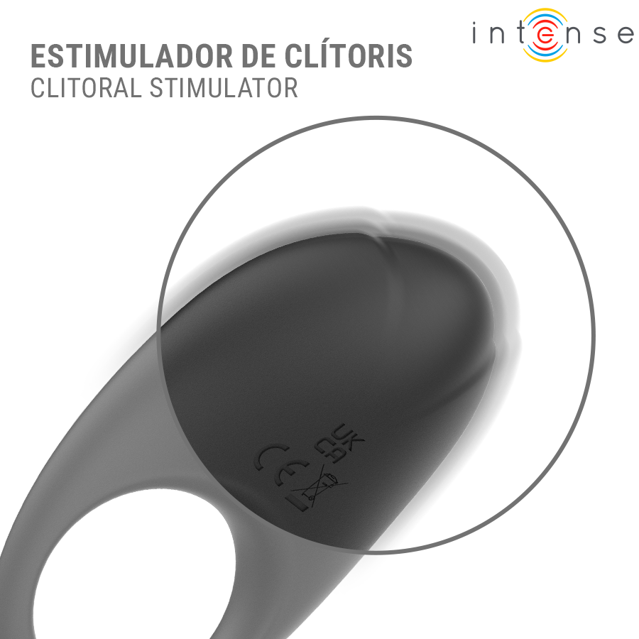 INTENSE FOR HIM MERLOTTE ANILLO VIBRADOR CON ESTIMULACIÓN CLÍTORIS NEGRO — accessoires inclus