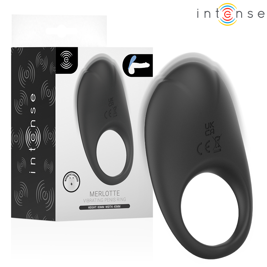 INTENSE FOR HIM MERLOTTE ANILLO VIBRADOR CON ESTIMULACIÓN CLÍTORIS NEGRO - Aura Intime