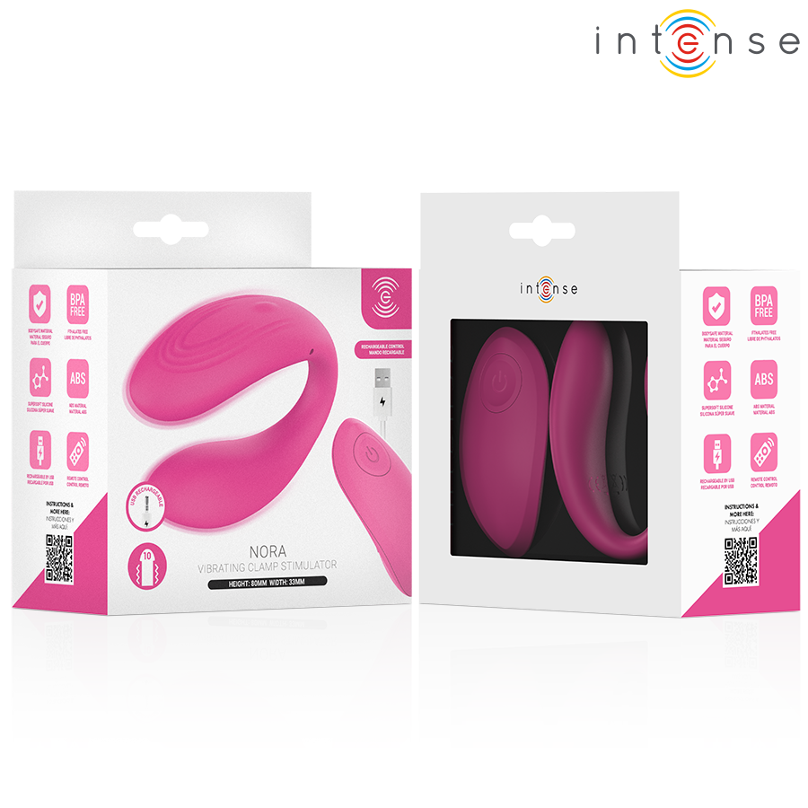 INTENSE REMOTE CONTROL Nora Stimulateur À Pince Vibrante Rose — accessoires inclus