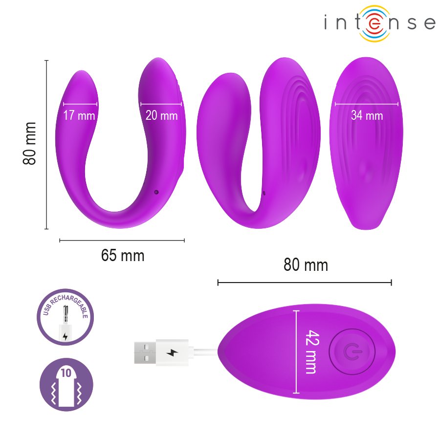 INTENSE REMOTE CONTROL Nora Stimulateur À Pince Vibrante Violet — vue alternative