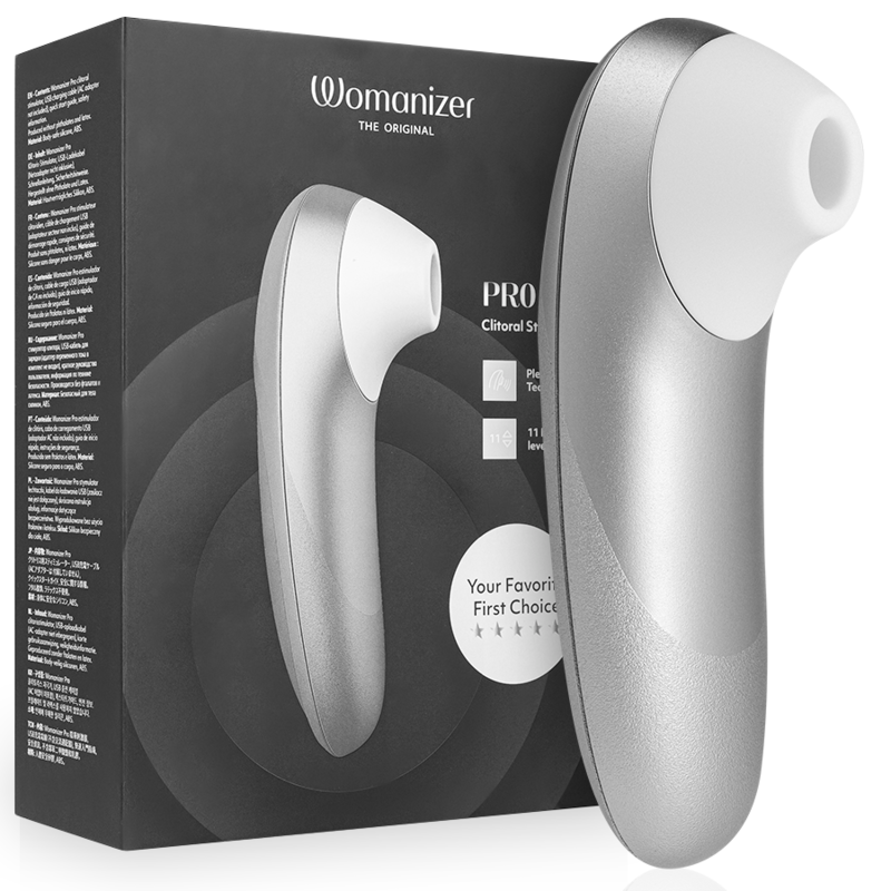 WOMANIZER STIMULATEUR CLITORIAL VIBRANT PRO GRIS ARGENTÉ - Aura Intime