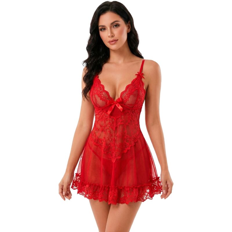 LIVCO CORSETTI SETS ENSEMBLE NUIT T-SHIRT + CULOTTE ROUGE 2028 S/M - Aura Intime
