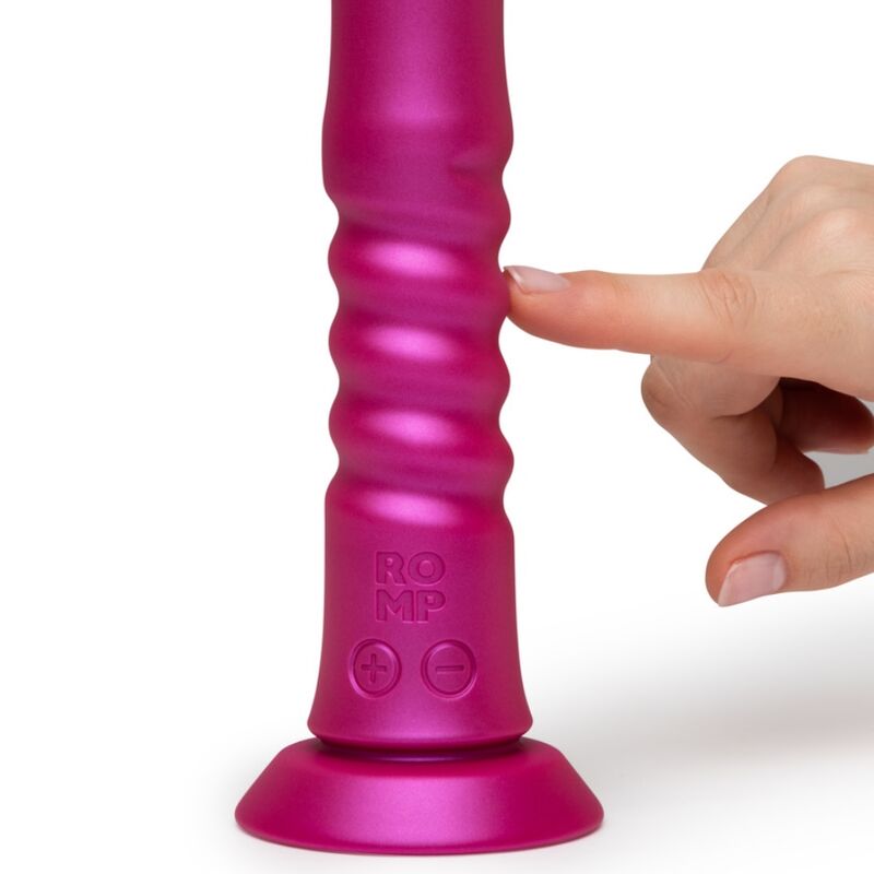 ROMP JIGGLE VIBRATEUR À VENTOUSE ROSE, MOUVEMENTS HAUT BAS — accessoires inclus