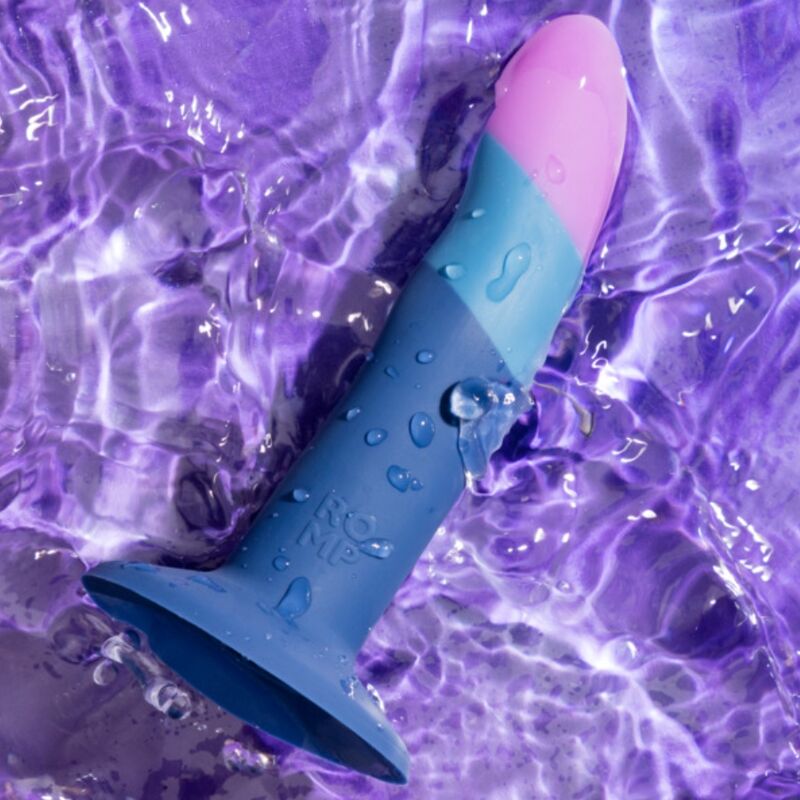 ROMP PICCOLO GODEMICHET SILICONE VENTOUSE TRICOLORE 14 CM — vue détaillée