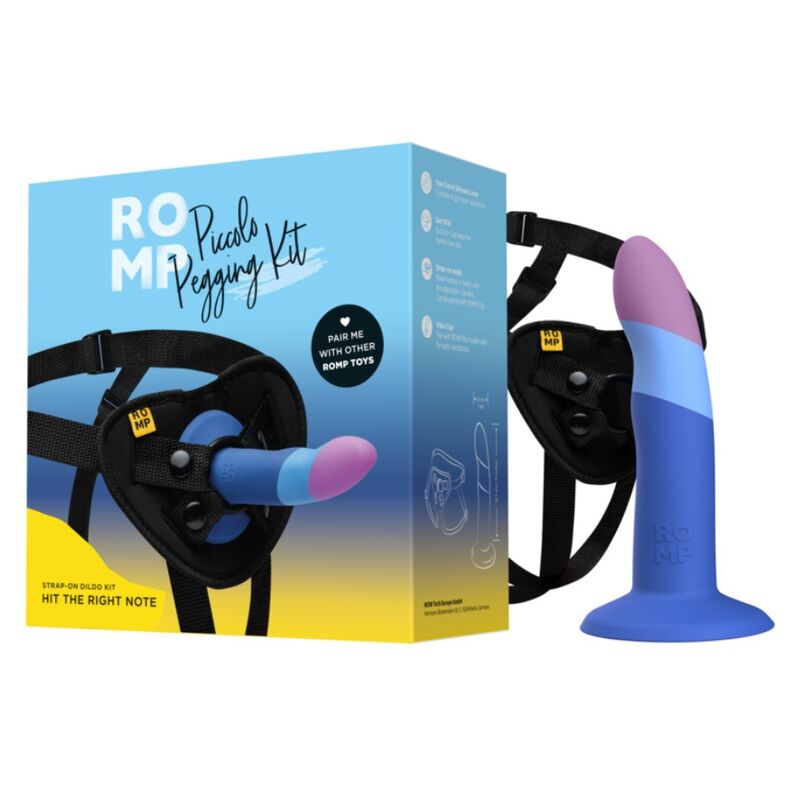 ROMP PICCOLO GODEMICHET SILICONE VENTOUSE TRICOLORE 14 CM — accessoires inclus