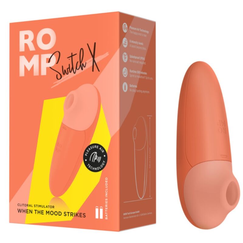 ROMP SWITCH X STIMULATEUR CLITORIAL 6 NIVEAUX ORANGE — accessoires inclus