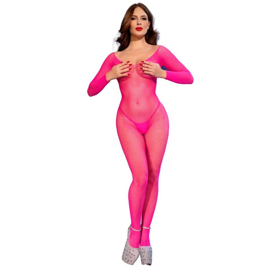 CHILIROSE CORSETS CR 4894 BODYSTOCKING RÉSEILLE ROSE NÉON S/M - Aura Intime