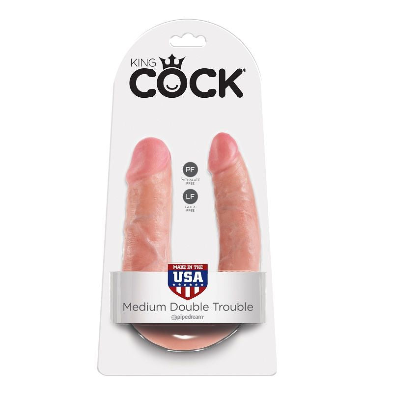 KING COCK GODE DOUBLE PÉNÉTRATION 13.9 CM NATUREL - Aura Intime