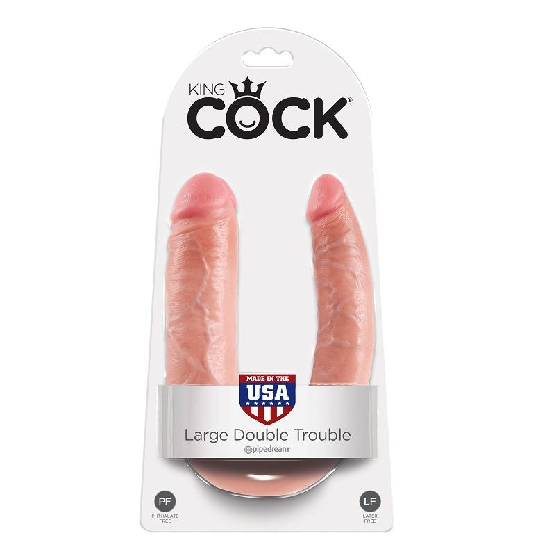 KING COCK GODE DOUBLE PÉNÉTRATION 17.8 CM NATUREL - Aura Intime