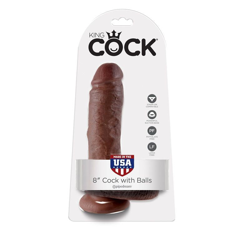 KING COCK 8" PENE REALÍSTICO MARRÓN 20.3 CM - Aura Intime