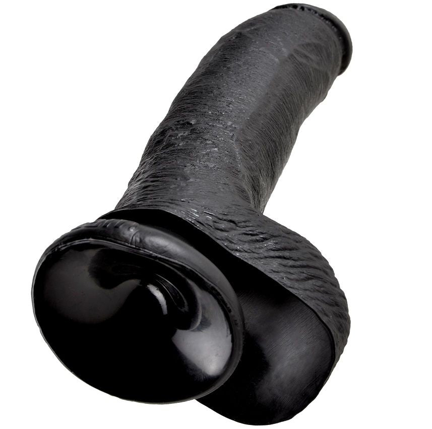 KING COCK 9 GODE NOIR BOULES 22.9 CM — accessoires inclus