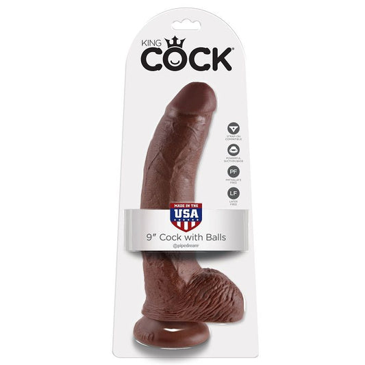 KING COCK 9 GODE MARRON BOULES 22.9 CM - Aura Intime