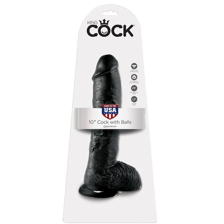 KING COCK 10 GODE NOIR BOULES 25.4 CM - Aura Intime