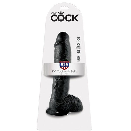 KING COCK 10 GODE NOIR BOULES 25.4 CM - Aura Intime