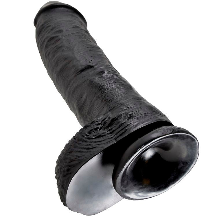 KING COCK 10 GODE NOIR BOULES 25.4 CM — accessoires inclus
