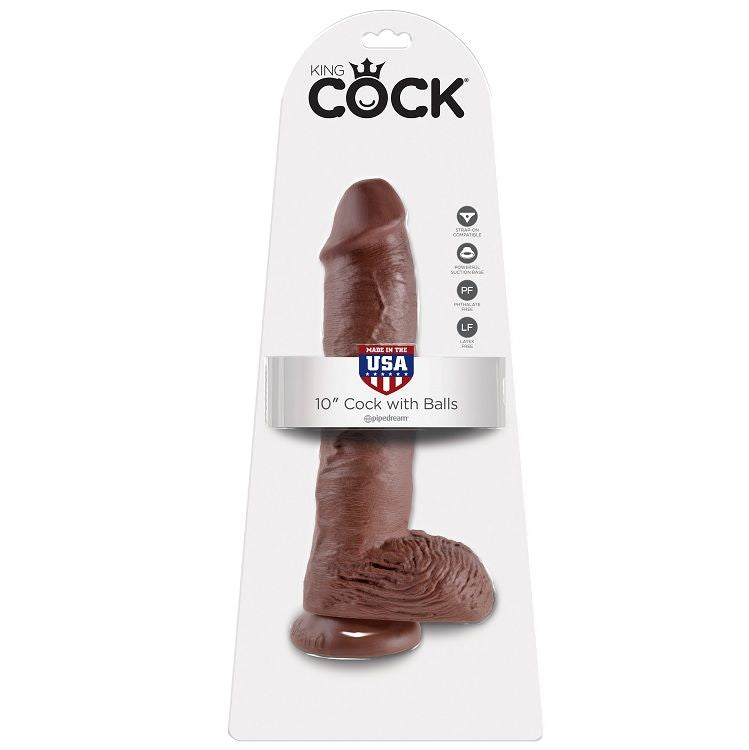 KING COCK 10 GODE MARRON BOULES 25.4 CM - Aura Intime