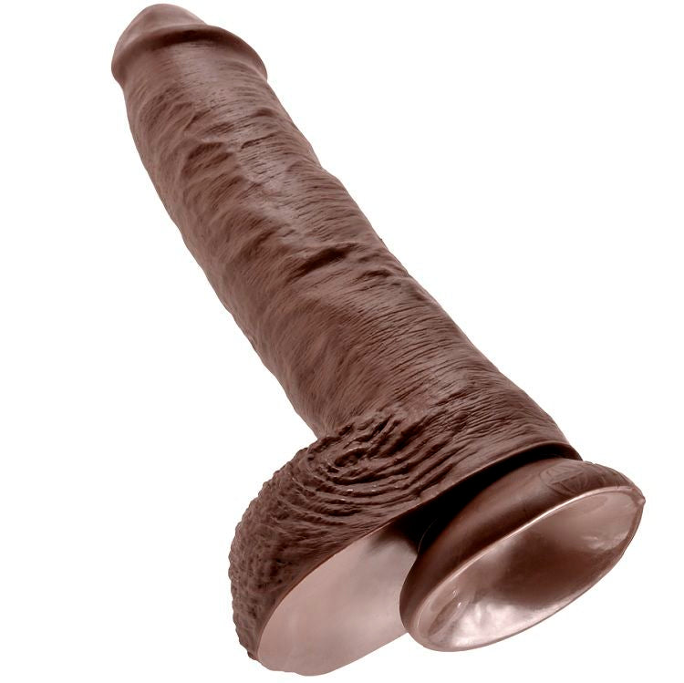 KING COCK 10 GODE MARRON BOULES 25.4 CM — accessoires inclus