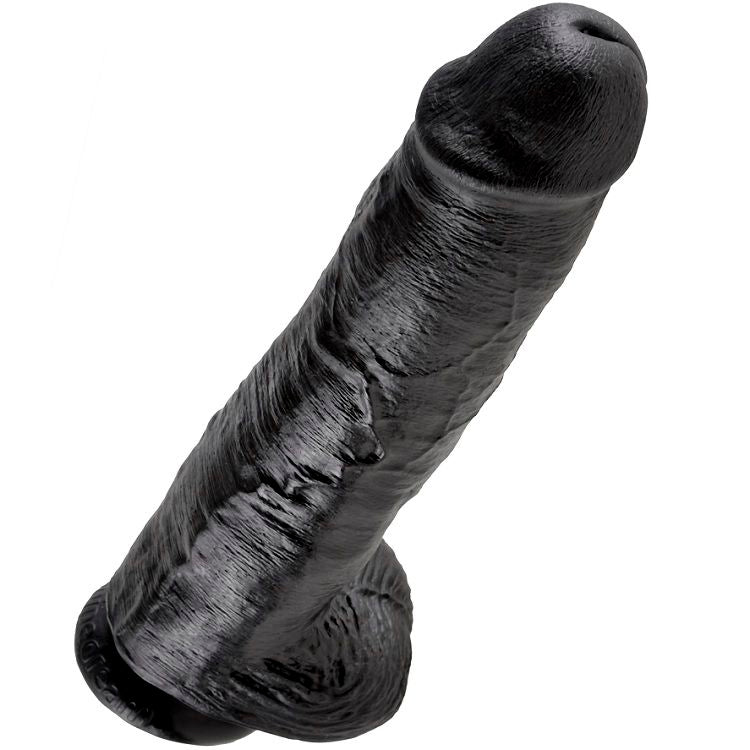 KING COCK 11 GODE NOIR BOULES 28 CM — accessoires inclus