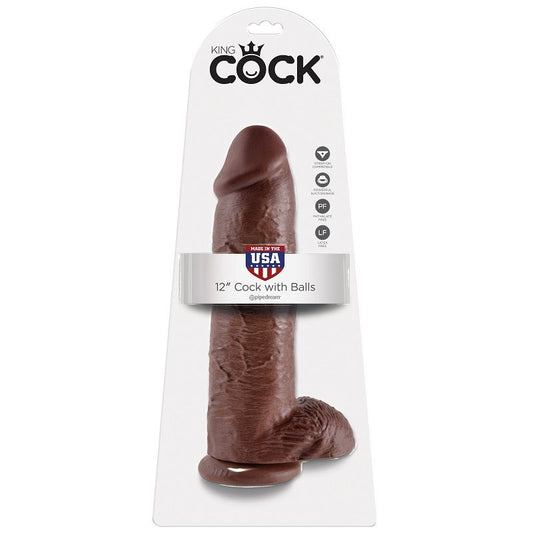 KING COCK 12 GODE MARRON BOULES 30.48 CM - Aura Intime