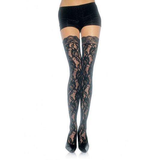 LEG AVENUE HOSIERY Bas Dentelle Fleurie - Aura Intime