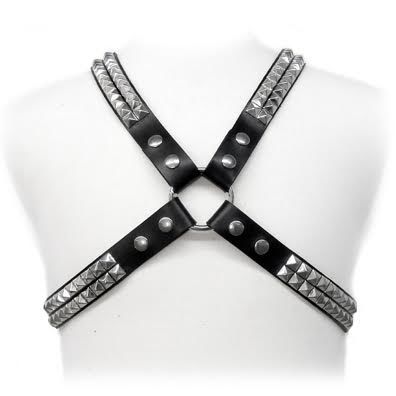 LEATHER BODY Harnais Clous Pyramidaux - Aura Intime