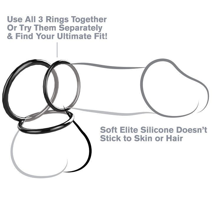 FANTASY C-RINGZ SILICONE 3 ANNEAUX STAMINA SET - Aura Intime