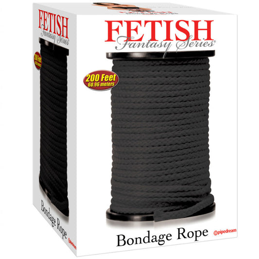 FETISH FANTASY SERIES Corde Bondage Noire 60,96 Mètres - Aura Intime