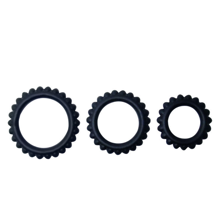 BAILE FOR HIM TITAN SET 3 PCS COCK RING NOIR 2.8 + 2.4 + 1.9 CM - Aura Intime