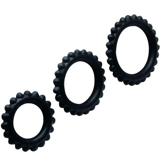 BAILE - Titan Set 3 Pcs Cock Ring Noir 2.8 + 2.4 + 1.9 Cm